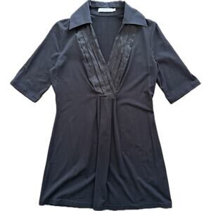 Anne Fontaine Black Blouse Elbow Sleeve Palmier Pima Cotton Surplise 40 US 6-8